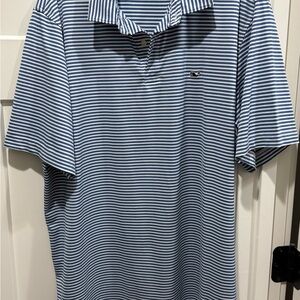 Vineyard Vines Navy and Cream Striped Performance Shirt